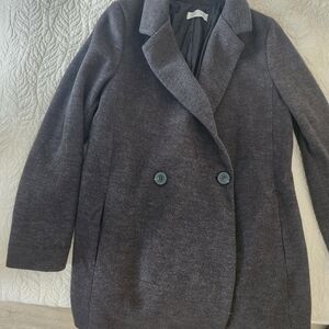 Women's Charcoal Gray Double-Breasted Coat